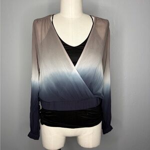 Young Fabulous & Broke Ombre Wrap Top - Black, Gray, Blue